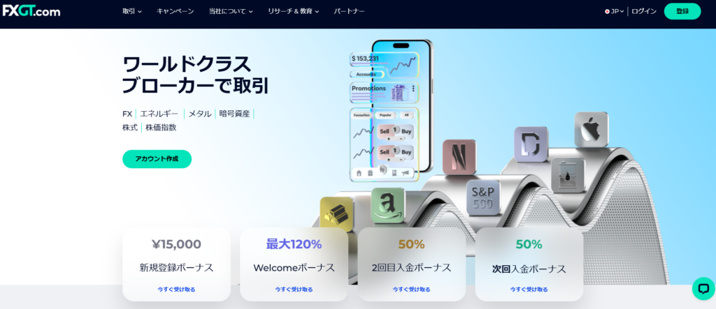 5位：FXGT｜FXと仮想通貨どっちも取引可能